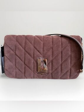 Karl Lagerfeld Shoulder Bag Brown Suede Leatger Dark Chocolate L5GHM4BY NWT